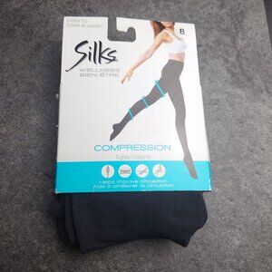Silks Compression Tights Opaque Tights Night Grey Opaque Pantyhose (Size B)